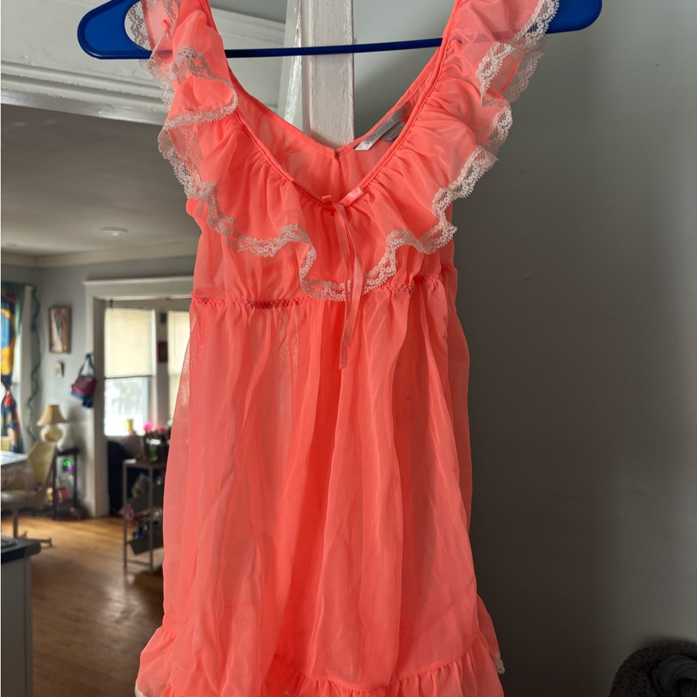 Victoria's Secret Neon Pink Ruffle Chemise